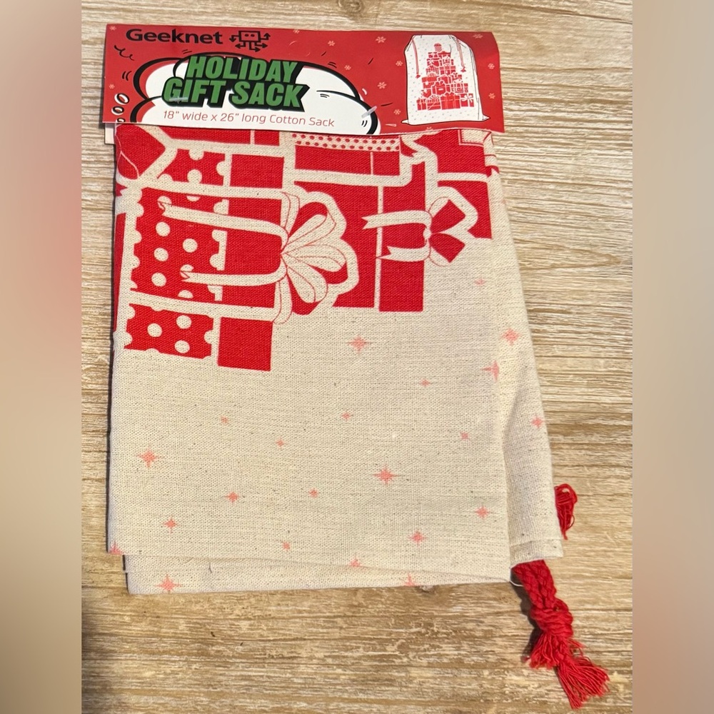 Christmas/Holiday Burlap Jumbo Reusable Gift Bag With Draw String - Picture 3 of 6